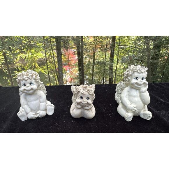 Lot of 3 Vintage Miniature Christmas Cherub Angel Ornaments Cute! -S63 - Picture 1 of 7